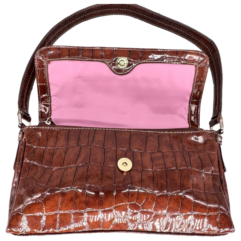 Liz Claiborne Dark Brown Faux Alligator Handbag Shoulder Bag - Picture 3 of 16